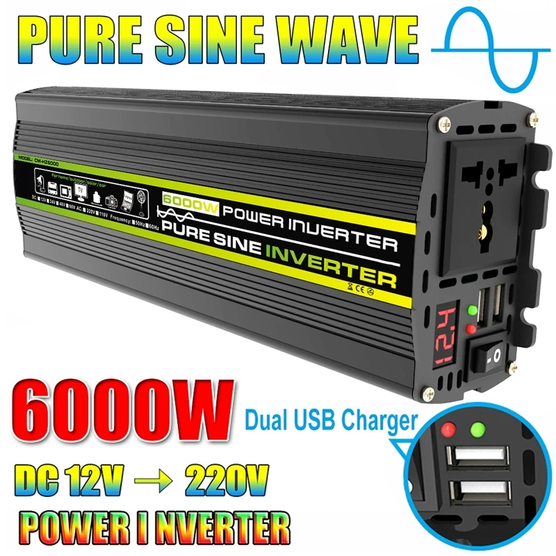 Outdoor Power Transformer - 6000W DC12/24V do AC 220V czysta